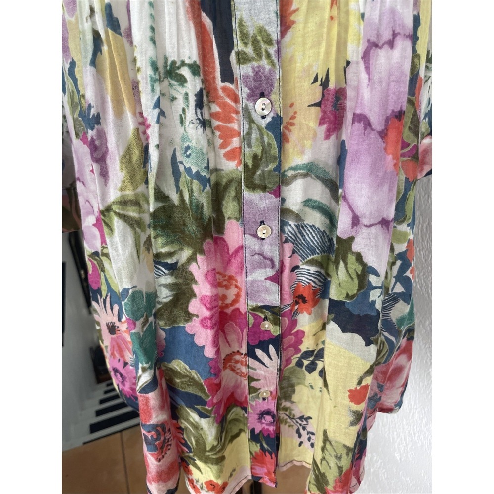 STUNNING FUNKY PEOPLE FLORAL BLOUSE ANTHROPOLOGIE SMALL In 100% Cotton - Picture 2 of 6
